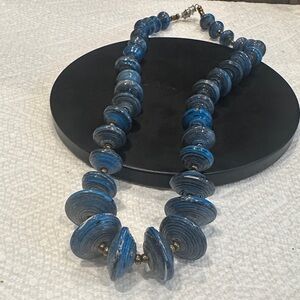 Blue Beaded Necklace Vintage